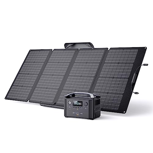EF ECOFLOW Solar Generator RIVER Pro, 720Wh Portable Power Station with 160W Solar Panel, Power Multiple Devices, Recharge 0-80% Within 1 Hour, for Camping, RV, Outdoors, Off-Grid