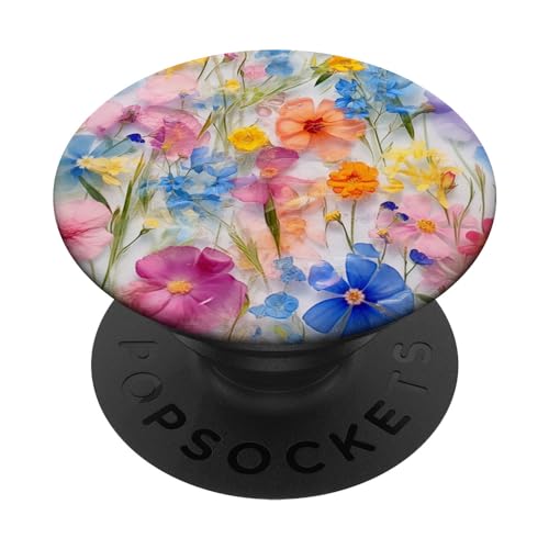 Cute Pressed Flower Colorful Wildflowers Floral Pattern PopSockets Standard PopGrip