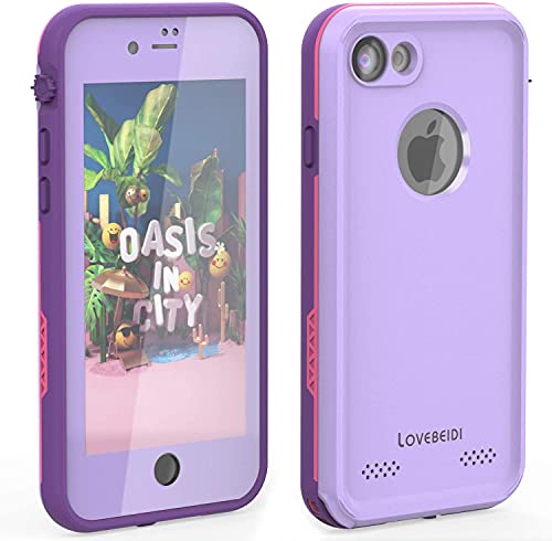 LOVE BEIDI iPhone 8 7 Waterproof Case Cover Built-in Screen Protector Fully Sealed Life Shockproof Snowproof Underwater Protective Cases for iPhone 8 7-4.7' (Purple/Rose/Orchid)