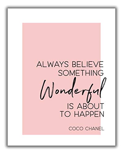 Coco Chanel Inspirational Word Wall Art - 11x14 UNFRAMED Pink, Black & White Typography Print - Makes a Great Fashion Decor Gift.