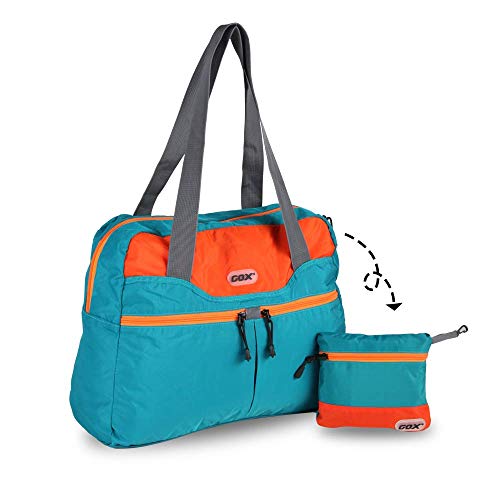 GOX Travel Foldable tote Bag, Large Packable Duffle Bag, Lightweight Multipurpose Daypack (Turquoise)