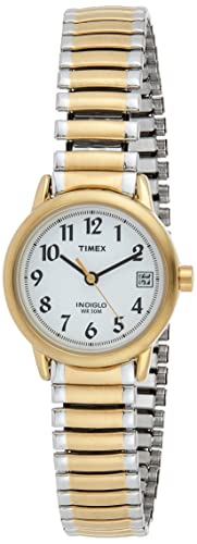 Timex Women's Easy Reader 25mm Watch – Two-Tone Case White Dial with Extra-Long Two-Tone Expansion Band