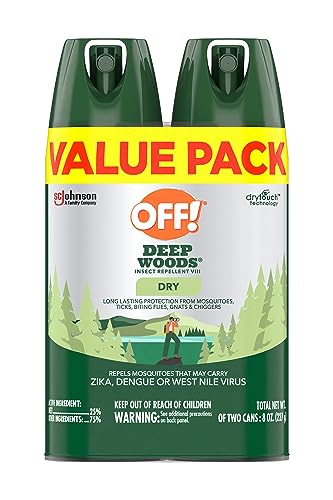 OFF! Deep Woods Insect Repellent Aerosol, Dry, Non-Greasy Formula, Bug Spray with Long Lasting Protection from Mosquitoes, 4 Oz, 2 Count