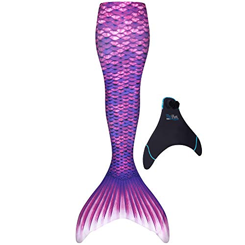 Fin Fun Mermaidens - Mermaid Tails for Swimming for Girls and Kids with Monofin, 10, Asian Magenta