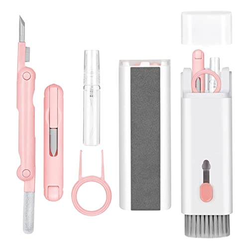 7-in-1 Electronic Cleaner Kit,Keyboard Cleaner,Laptop Cleaner Kit for Monitor, Cell Phone, Bluetooth,Headset, Lego, Airpods, Laptop Camera Lens (Pink)