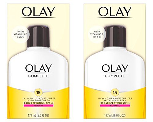 Olay Face Moisturizer Complete Lotion All Day Daily Facial Moisturizing Lotion SPF 15 for Normal Skin and Hydration, Oil-Free Non-Greasy, 6 Fl Oz (Pack of 2)