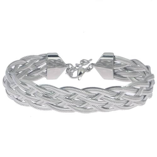 DEAROK Mesh Bracelet for Women Stainless Steel Twist Bracelet for Gril Braided Herringbone Bracelet Friendship Gift for Women 7 Inch