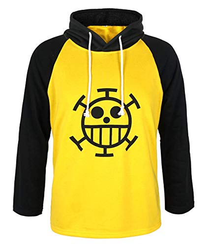 for Trafalgar Law Hooded Long Sleeve Cosplay Costume Yellow Black Tops for Adults S-XXL (L)