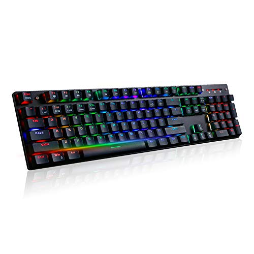 Teamwolf Mechanical Gaming Keyboard RGB 104 Full Keys Blue Switches Professional Anti-Ghost Programmable for PC Gamer and Laptop