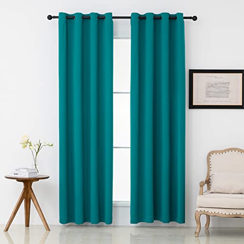 Pickluc Teal Blackout Curtains with Grommet 84 Inches Long 2 Panels, Light Blocking Window Drapes for Living Room, Thermal Insulated, Noise Reduction, Privacy Protection, 52' Wide x 84' Length