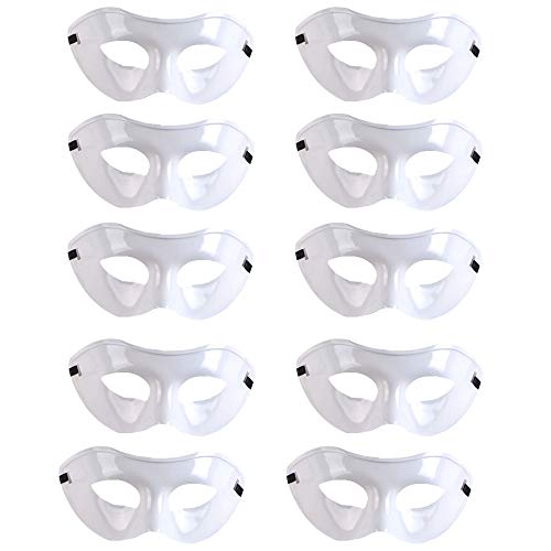 Rgontar 10 Pcs Unisex Retro Masquerade Mask Face Mask Venetian Mask for Fancy Dress Costume Halloween Party(White)