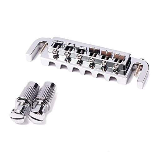 Wraparound Roller Bridge Saddle Tailpiece Combo Chrome for Gibson Les Paul LP Style Electric Guitar Replacement Parts Accessories (Silver)