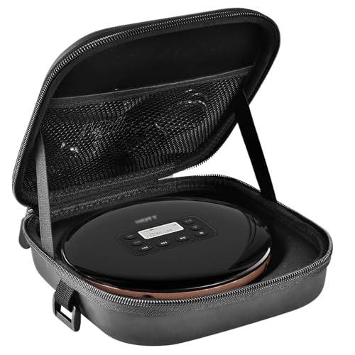ANKHOH Portable CD Player Case for Personal Disc Player, Travel Carrying Stoarge Holder for Earphone and USB Cable Accessories, Black-Box Only