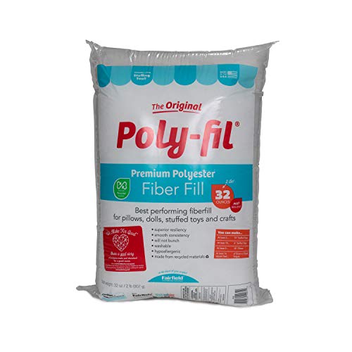 Fairfield The Original Poly-Fil, Premium Polyester Fiber Fill, Soft Pillow Stuffing, Stuffing for Stuffed Animals, Toys, Cloud Decorations, and More, Machine-Washable Poly-Fil Fiber Fill, 32-ounce Bag