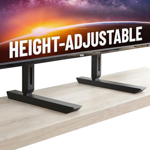 ECHOGEAR Universal Large TV Stand - Height Adjustable Base for TVs up to 77' - Wobble-Free Replacement Stand Works w/Any TV Including Vizio, TCL, Samsung & More - Flat Design Compatible w/Soundbars