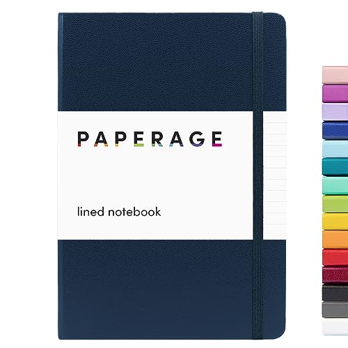PAPERAGE Lined Journal Notebook, (Navy), 160 Pages, Medium 5.7 inches x 8 inches - 100 gsm Thick Paper, Hardcover