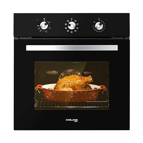 24 Inch Wall Oven, GASLAND Chef ES609MB Built-in Electric Wall Oven, 240V 3200W 2.3Cu.f Convection Wall Oven with Rotisserie, 9 Cooking Modes, Mechanical Knob Control, Transparent Window, Black