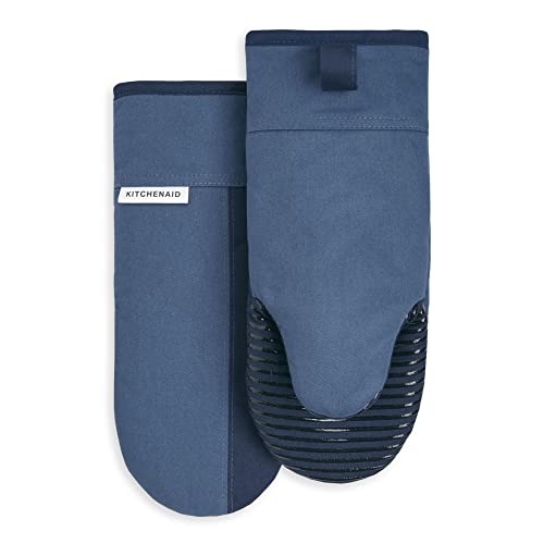KitchenAid Beacon Two-Tone Non-Slip Oven Mitt Set, Navy/Ink, 5.75'x13', 2 Piece
