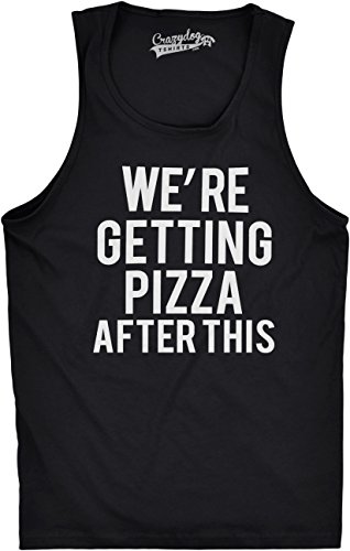 Mens were Getting Pizza After This Funny Workout Sleeveless Gym Fitness Tank Top Funny Graphic Tank for Exercise with Food Black XL