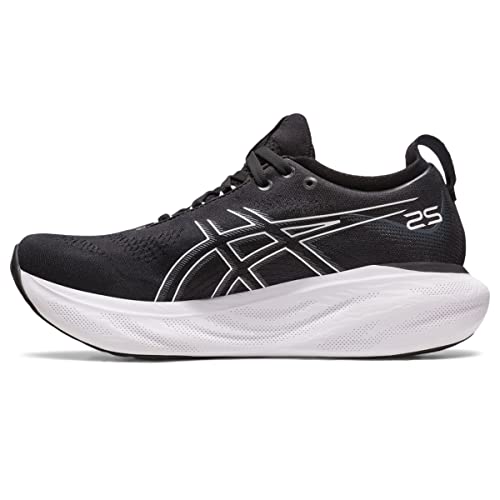 ASICS Women's Gel-Nimbus 25 Running Shoes, 8.5, Black/Pure Silver