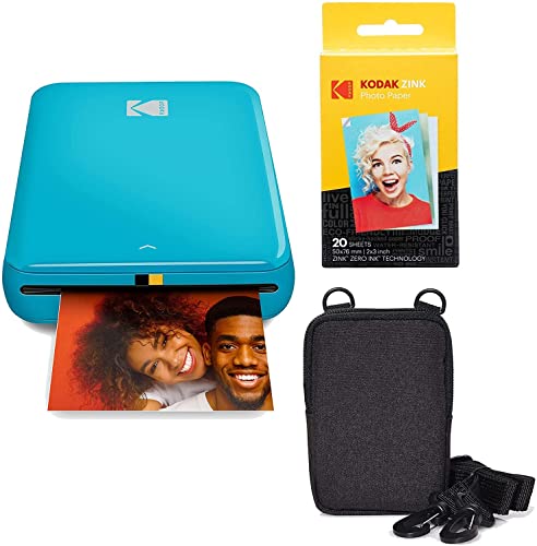 KODAK Step Instant Color Photo Printer with Bluetooth/NFC, Zink Technology & KODAK App for iOS & Android (Blue) Go Bundle, 2x3