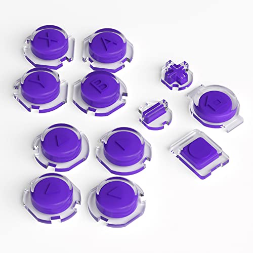 eXtremeRate Replacement Two-Tone Jelly Buttons for JoyCon, Purple & Clear with Symbols Custom Controller ABXY Direction Home Capture + - Keys, DIY Action Face Buttons for Nintendo Switch & Switch OLED