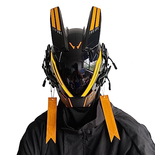 KYEDAY Punk Mask for Men, LED Mask for Women,Futuristic Punk Techwear, Cosplay Halloween Fit Party Music Festival Accessories (yellow)