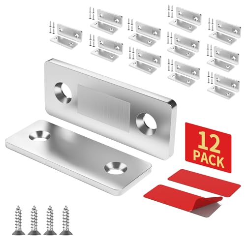 Relaxoul 12 Pack Cabinet Magnetic Catch Ultra Thin Magnetic Door Catch Adhesive Drawer Magnet Catch for Kitchen Door Closet Drawer