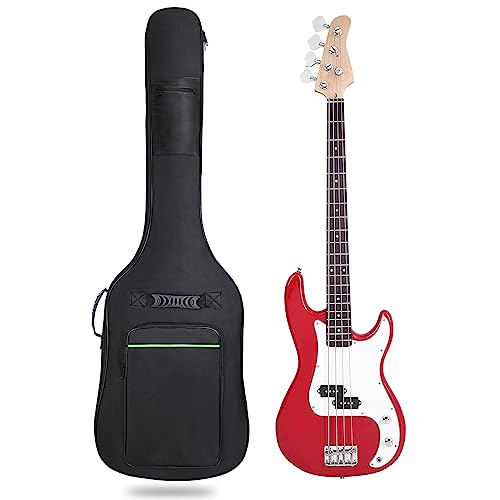 Muscab Bass Guitar Bag 7mm Padding Waterproof Electric Bass Case, Electric Bass Gig Bag Backpack with Neck Strap and Pockets, Black