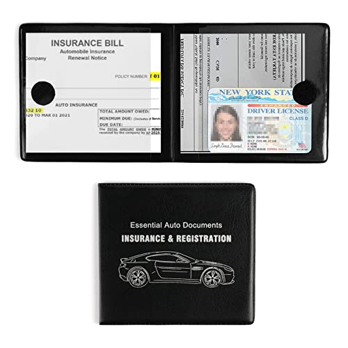 UYYE Auto Essential, Registration and Insurance Holder2-Pack, Interior Accessories for Car,Truck,SUV and Other Vehicle,Case Wallet for Documents Organizer(Black)