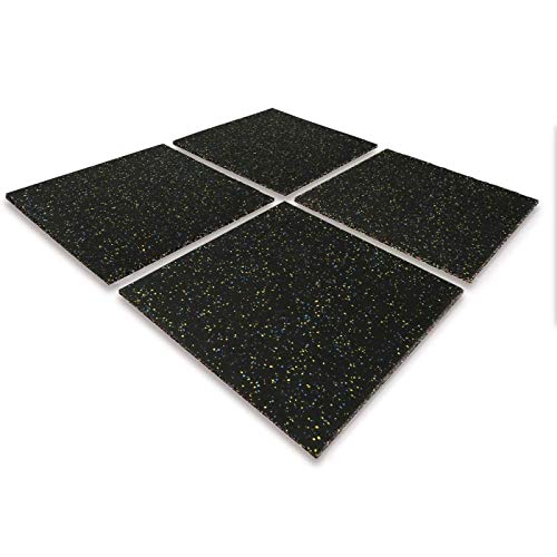 MYOYAY 25MM 4PCS Eco-Sports Interlocking Tiles 20'x20'x1” Thick Interlocking Rubber Gym Flooring Eco-Sport Rubber Floor Tiles Gym Rubber Flooring Mats Heavy Duty Rubber Exercise Equipment Mats