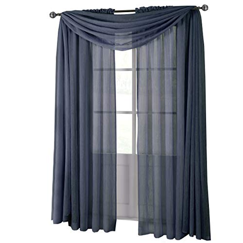 Royal Hotel Bedding Abri Navy Rod Pocket Crushed Sheer Curtain Panel,50x84 inches
