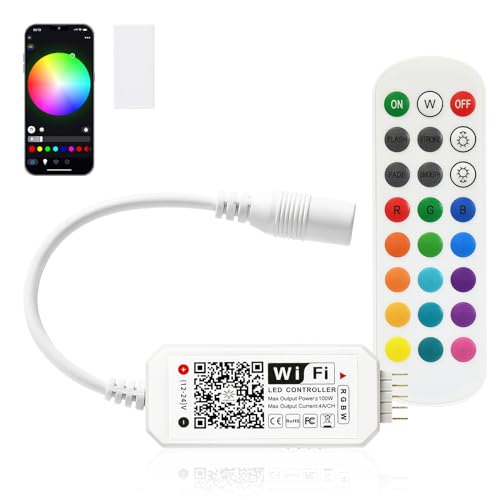 Sumaote WiFi Wireless RGBW(CW+WW) LED Smart Controller Working with Android iOS System Mobile Phone App for 5050, 3528 or COB RGBW LED Light Strip, Fits Alexa,Google Home,IFTTT