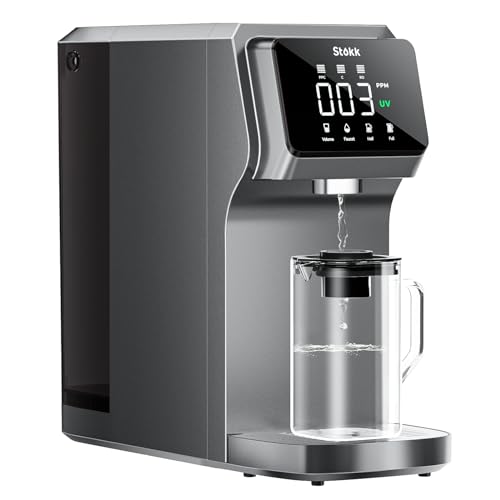 Stokk T1 UV Reverse Osmosis Water Filter Countertop, Carafe Alkaline Mineral Boost, 6 Stage RO Water Filtration System, Home Water Purifier for PFAS Pb TDS, BPA Free, No Installation