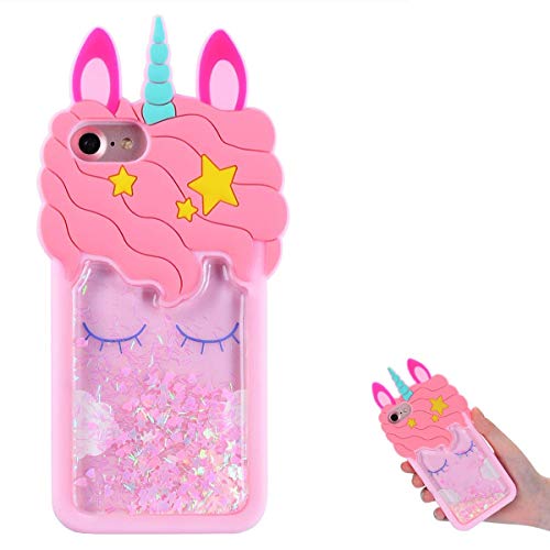 TopSZ Quicksand Bling Case for iPhone 8/7/6/6S 4.7'Cute Silicone Cool 3D Cartoon Animal Kawaii Cover Shockproof Soft Skin for iPhone8 Funny Unique Character Cases for Kids Girls Teen(i Phone8)