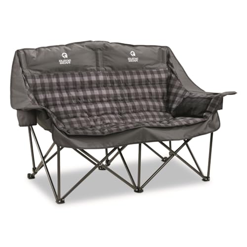 Guide Gear Oversized XL Padded Camping Sofa, Portable, Folding, Large Camp Lounge Couch for Outdoor, Adults, Men and Women, Heavy-Duty 600-lb. Capacity, with Cup Holder