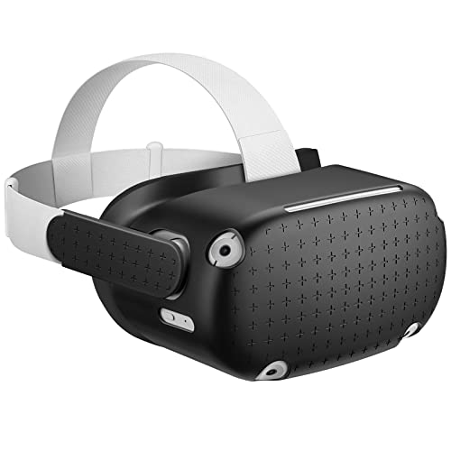 FINPAC VR Headset Protective Shell with Side Cover for Quest 2, Silicone Shock-Resistant and Scratchproof VR Headset Front Sleeve Cover (Black)