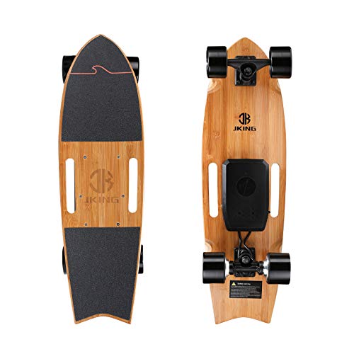 Jking Electric Skateboard Longboard with Remote Control Skateboard,700W Hub-Motor,16.7 MPH Top Speed,8.2 Miles Range,3 Speeds Adjustment,12 Months Warranty