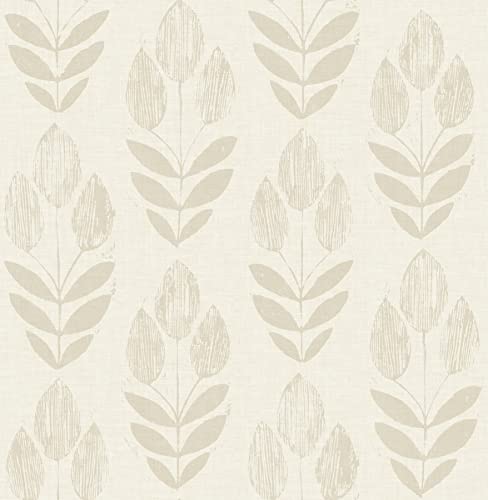 NuWallpaper Cream Folk Tulip Peel & Stick Wallpaper