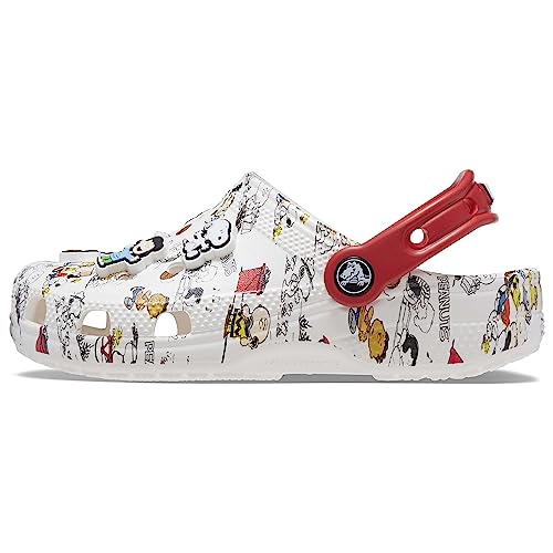 Crocs Unisex Classic Peanuts Snoopy Clogs, White/Multi, Numeric_7 US Men