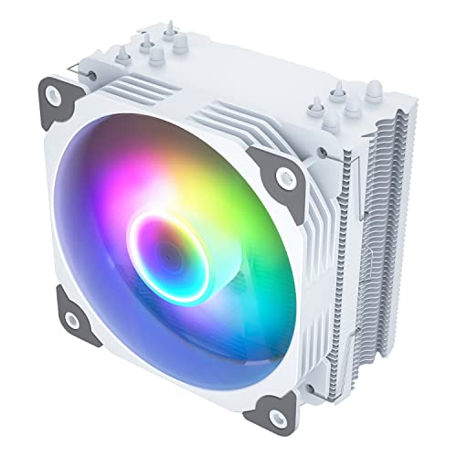 Vetroo V5 White CPU Air Cooler w/ 5 Heat Pipes 120mm PWM Processor Cooler for Intel LGA 1700/1200/115X AMD Ryzen AM4 w/Addressable RGB Lighting Sync