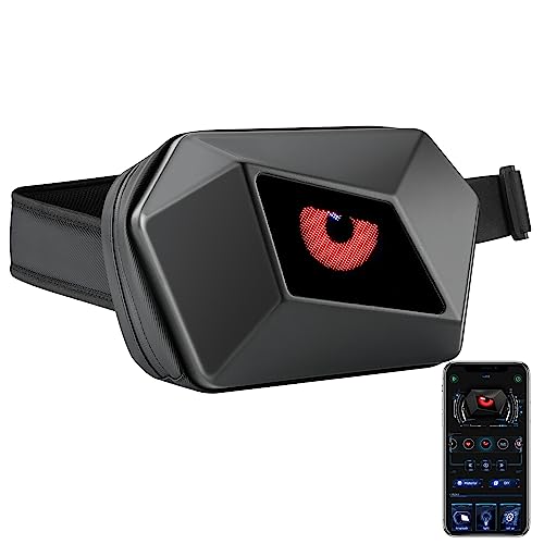 Sling Bag with LED Display, Hard Shell LED Motorcycle Backpack, Waterproof Crossbody Bag, Adjustable Fanny Bag, Black Waist Crossbody Shoulder Chest Bag for Men and Women