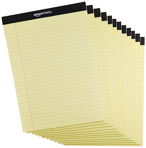 Amazon Basics Wide Ruled Lined Writing Note Pad, 8.5 inch x 11.75 inch, Canary, 600 Sheets ( 12 Pack of 50 )
