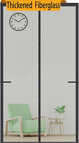 Upgraded Magnetic Screen Door Thicker 250g/m² Fiberglass Mesh,36 Longer Magnets,Door Screen Magnetic Closure for Single Door,Retractable Magnetic Door Cover Bug Net,Fit Doors to 32 x 80 Inch,Black