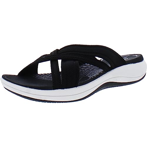 Clarks Women's Mira Isle Slide Sandal, Black Textile, 9