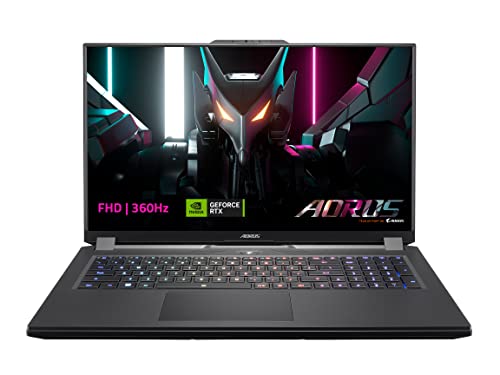 GIGABYTE AORUS 17H: 17.3' Thin Bezel FHD1920x1080 360Hz Display, NVIDIA GeForce RTX 4080 Laptop GPU 12GB GDDR6, Intel Core i7-13700H,16GB DDR5 RAM, 1TB SSD,Win11 Home AD(AORUS 17H BXF-74US554SH),Black