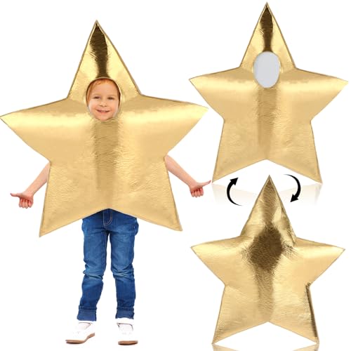 Jenaai Gold Nativity Star Costume for Kids Star Shaped Costume Kids Christmas Nativity Scene Cosplay Outfits Apparel Religion Living Costumes Props for Cosplay Religion Sunday School Church Supply