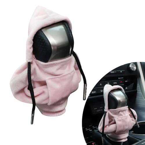 GaRhomxy Car Shifter Knobs Cover Hoodie, Car Gear Shift Knob, Cute Hoodie for Car Gear, Automatic Shift Knobs Decoration, Car Interior Accessories(Pink)