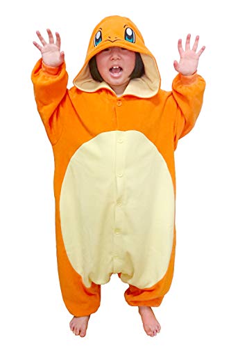 SAZAC Kigurumi - Pokemon - Charmander - Onesie Jumpsuit Halloween Costume -Kids Size (5-9 Year Old) Orange