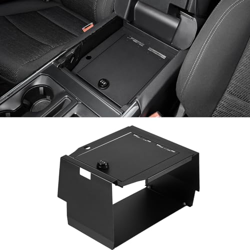 ISSYAUTO Center Console Safe Lock Box Compatible with 2021-2024 F150 Center Console Gun Safe Armrest Lockbox with 3 Digit Combo Code Lock, F150 Anti-Theft Accessories